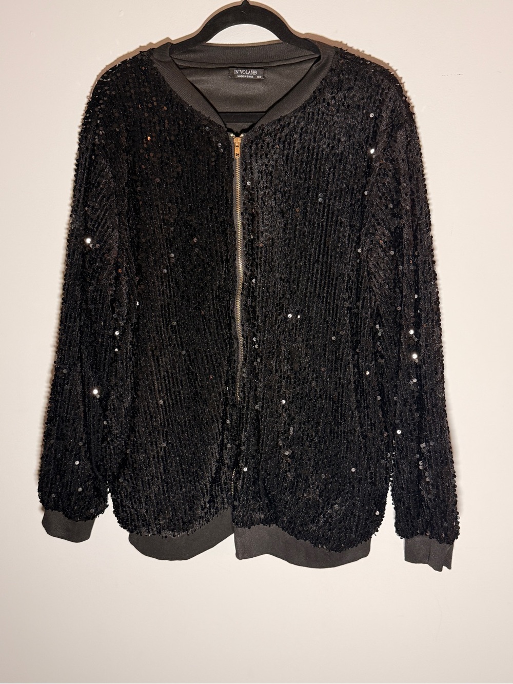 In’Voland Black Sequin Bomber Jacket - Women's